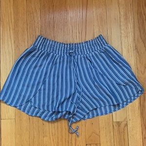 soft comfy blue and white striped shorts